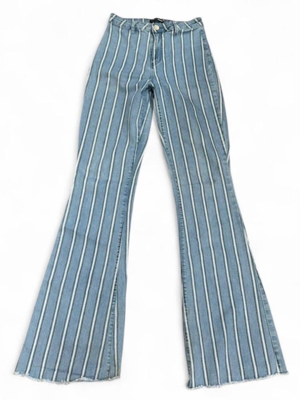 fashion nova high waist striped flare jeans 💙
